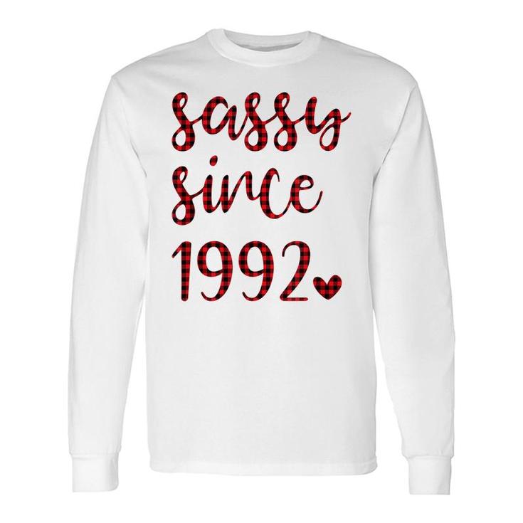 Women Vintage Sassy Since 1992 Buffalo Plaid Birthday Party Long Sleeve T-Shirt