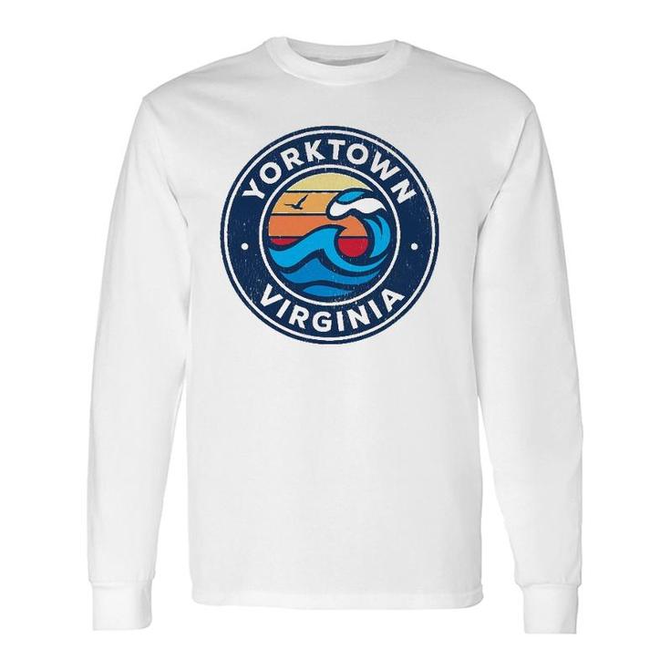 Yorktown Virginia Va Vintage Nautical Waves Long Sleeve T-Shirt T-Shirt
