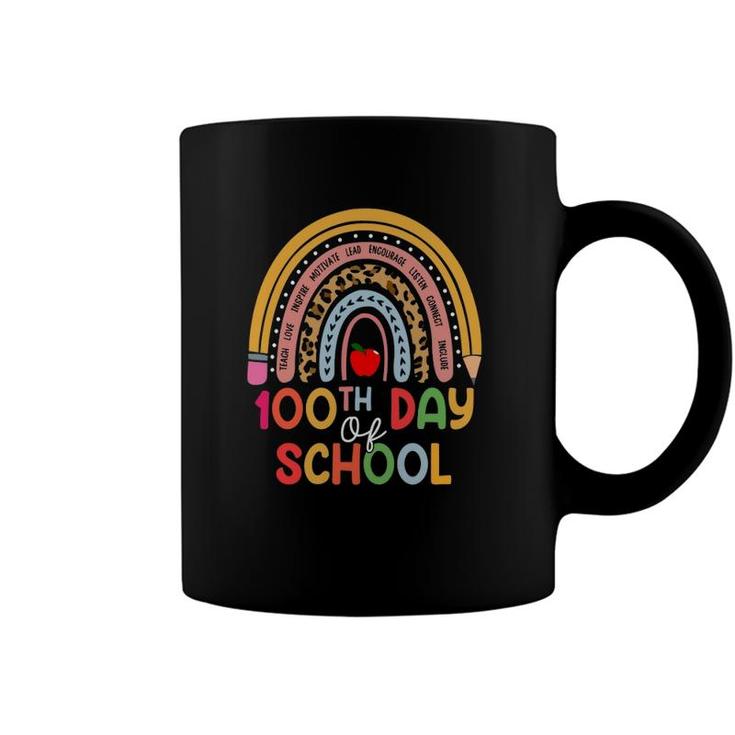 100Th Day Of School Teacher 100 Days Smarter Boho Rainbow Coffee Mug