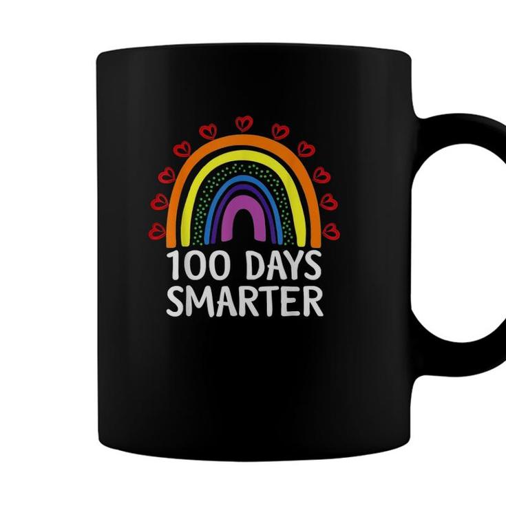 100Th Day Of School Teacher Student 100 Days Smarter Hearts Rainbow Coffee Mug