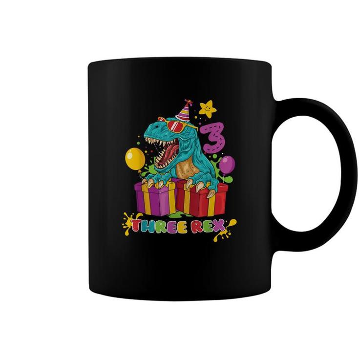 3 Three Rex Dinosaur 3Rd Birthday 3 Year Old For Boy Girl  Coffee Mug