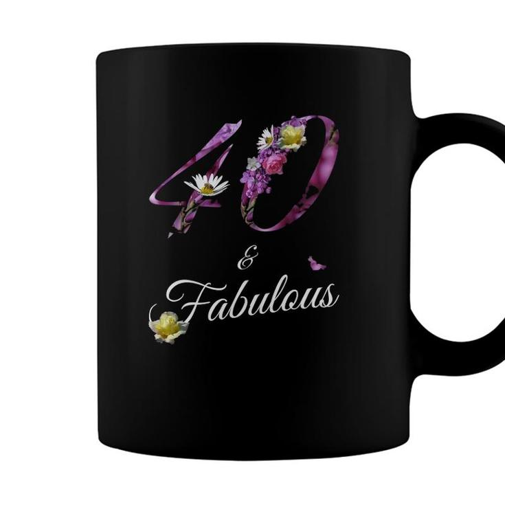 40 Years Old Tee 40 & Fabulous Floral Decor 40Th Birthday Gift Coffee Mug