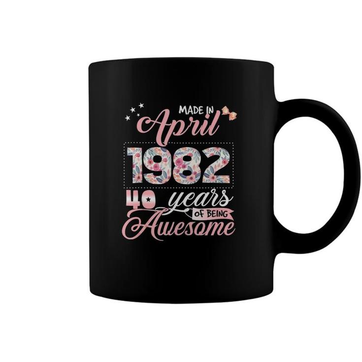 40Th Birthday Floral Gift For Womens Born In April 1982  Coffee Mug