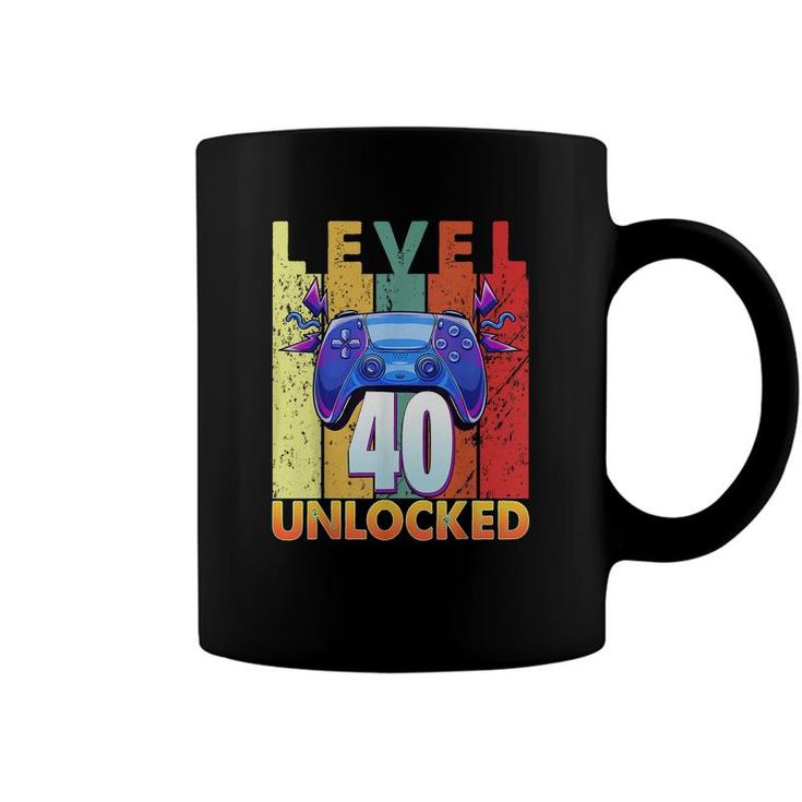 40Th Birthday Trending Vintage Level 40 Unlocked Video Gamer  Coffee Mug