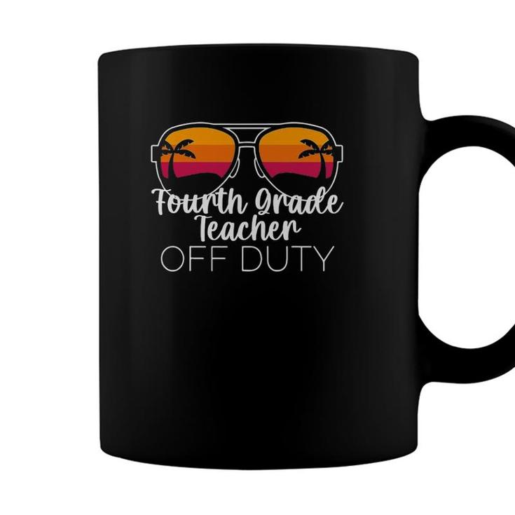 4Th Grade Teacher Off Duty Sunglasses Beach Sunset Coffee Mug