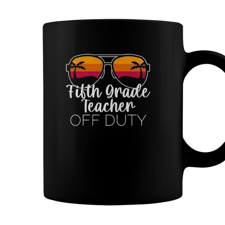 5Th Grade Teacher Off Duty Sunglasses Beach Sunset Coffee Mug