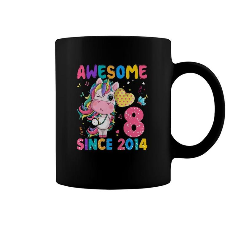 8 Years Old 8Th Birthday Unicorn Girl Awesome Since 2014 Kid Coffee Mug