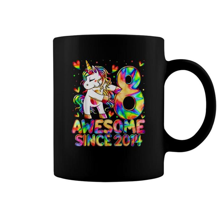 8Th Birthday Colorful Tie Dye 8 Year Old Unicorn Girls Gifts  Coffee Mug