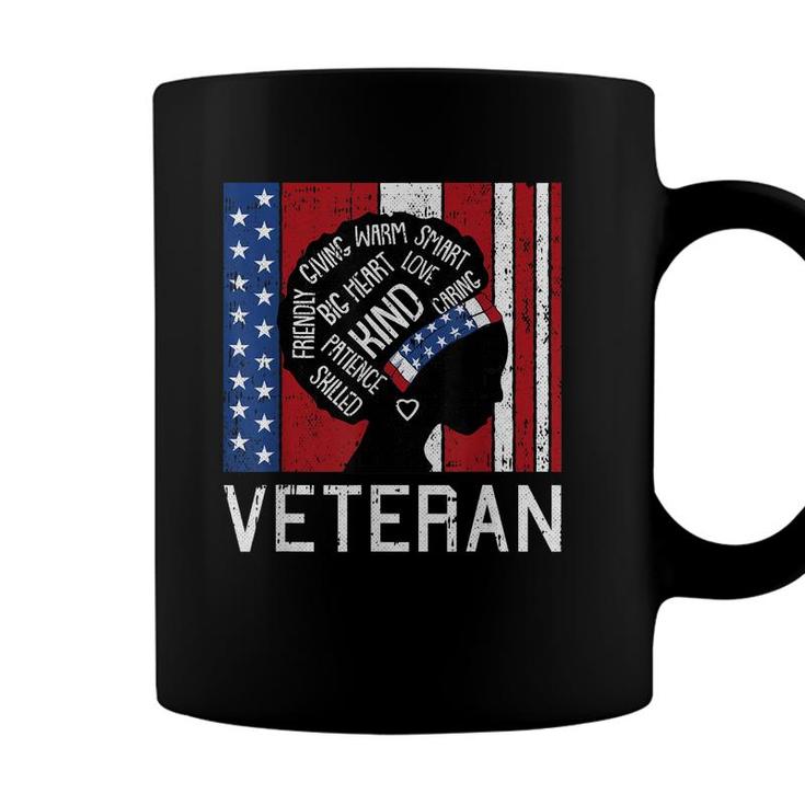 Afro Woman American Flag Veteran Patriotic Military Wife  Coffee Mug