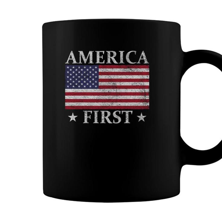America First Usa American Flag Patriot Stars And Stripes Coffee Mug