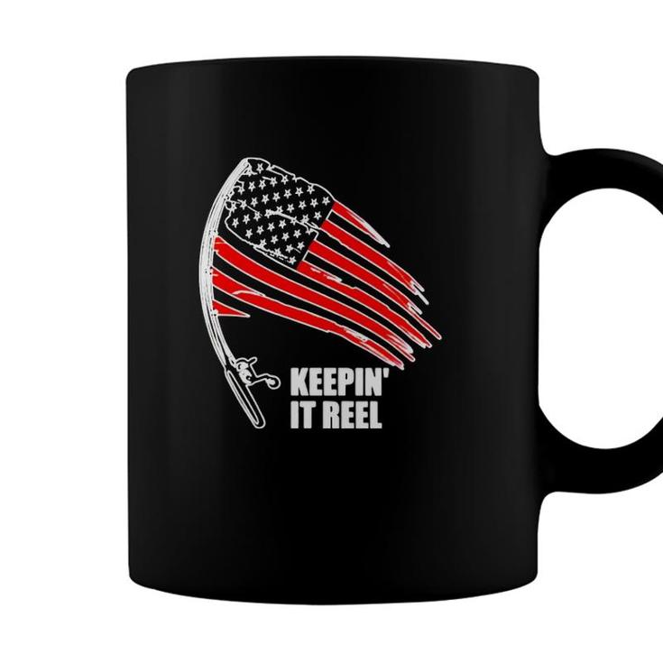 American Flag Fishing Keepin It Reel Coffee Mug