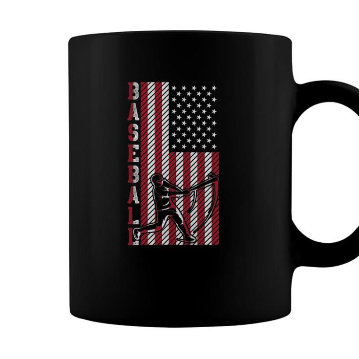 American Sport Batter Usa Flag Baseball Player Baseball Coffee Mug