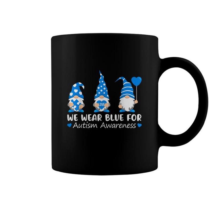 Autism Awareness Gnome In April We Wear Blue Ribbon Puzzle  Coffee Mug