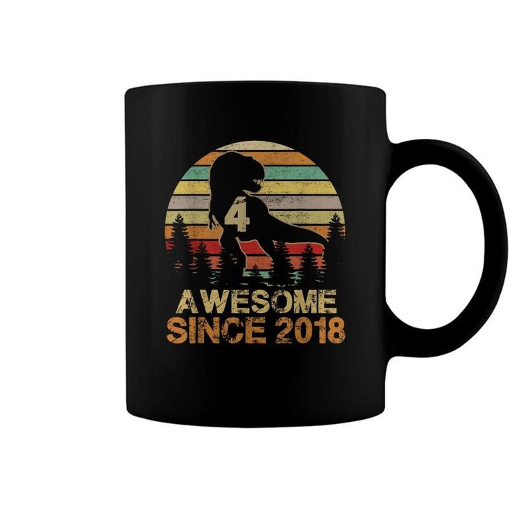 Awesome Since 2018 Dinosaur 4Th Birthday 4 Year Old Boy Kids Coffee Mug