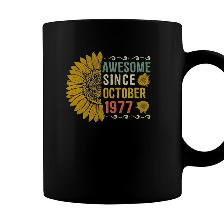 Awesome Since October 1977 Flower 44 Years Old 44Th Birthday Gift Coffee Mug