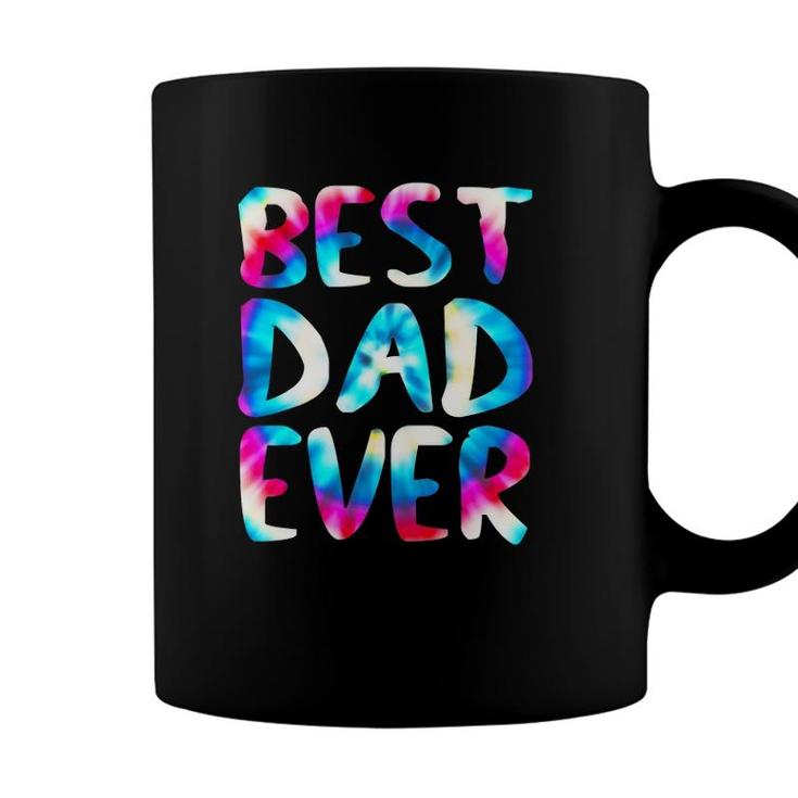 Best Dad Ever Colorful Tie Dye Funny Fathers Day Coffee Mug