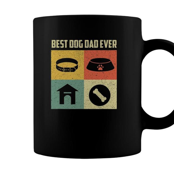 Best Dog Dad Ever Cool Fathers Day Retro Vintage Dog Coffee Mug Seseable