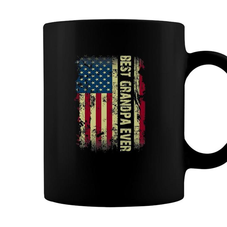 Best Grandpa Ever Vintage American Flag Gift Fathers Day Tee Coffee Mug