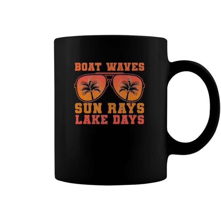 Boat Waves Sun Rays Lake Days Funny Sunshine Quote Sunset  Coffee Mug