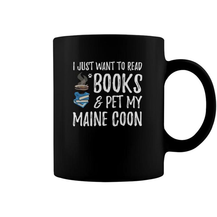 Books And Maine Coon  Funny Cat Mom Or Cat Dad Gift Coffee Mug