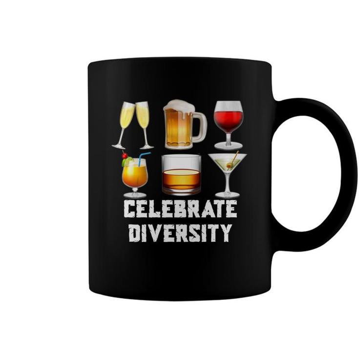 Celebrate Diversity Funny Beer Wine Alcohol Lover Coffee Mug