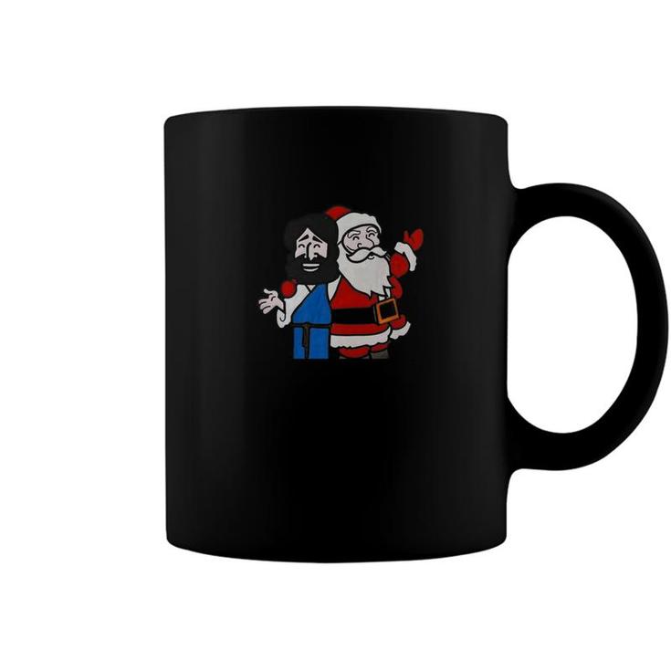 Christmas Heroes Jesus And Santa Claus Coffee Mug