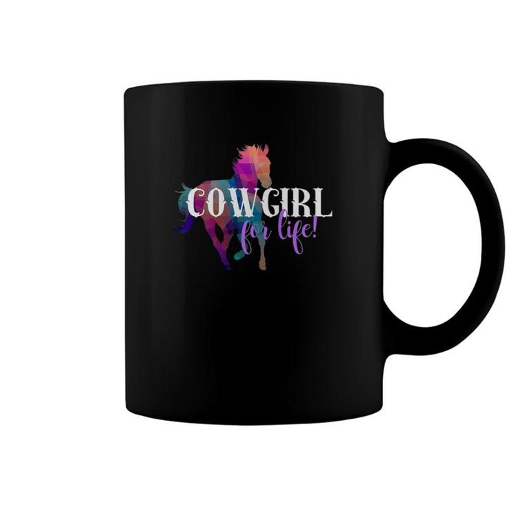 Cowgirl For Life Western Woman Or Girl Running Horse Coffee Mug