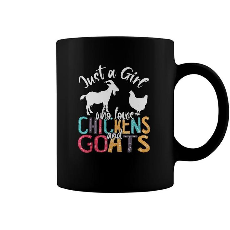 Cute Just A Girl Who Loves Chickens Goats Farmer Girls Gift  Coffee Mug