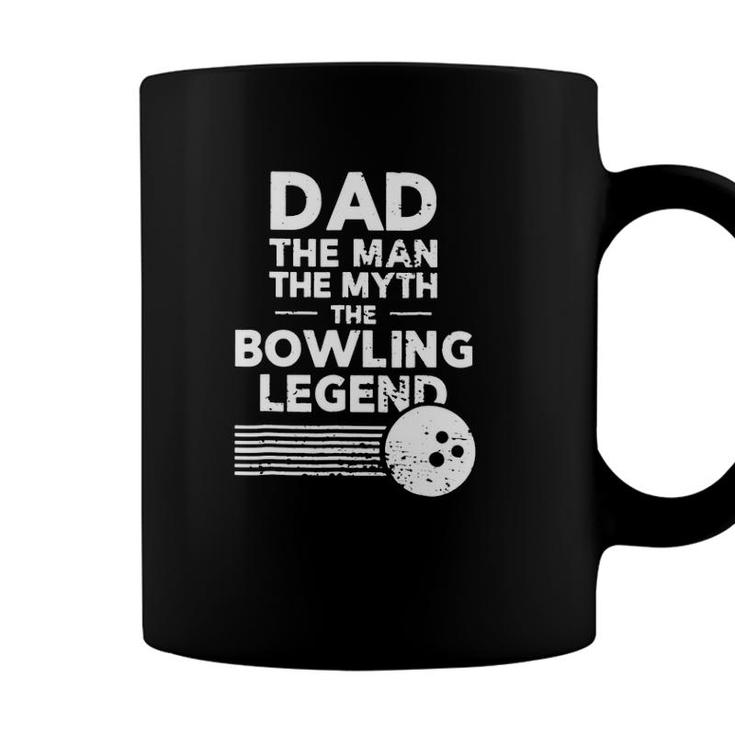 Dad The Man Myth Bowling Legend Retro Vintage Bowling Ball Stripes Fathers Day Bowlers Coffee Mug