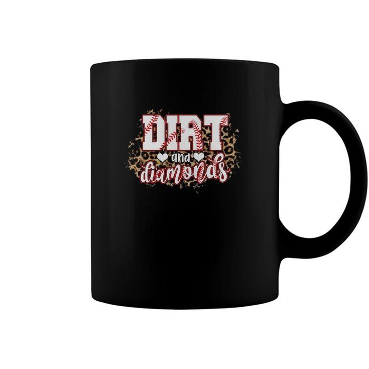 Dirt And Diamonds Funny Baseball Lover Leopard Baseball Coffee Mug