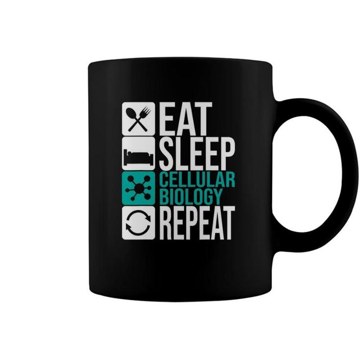 Eat Sleep Cellular Biology Repeat Biologist Cell Science Dna Coffee Mug