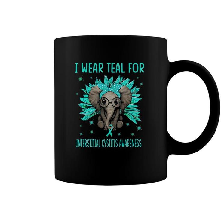 Elephant Sunflower I Wear Teal For Interstitial Cystitis Aw Coffee Mug