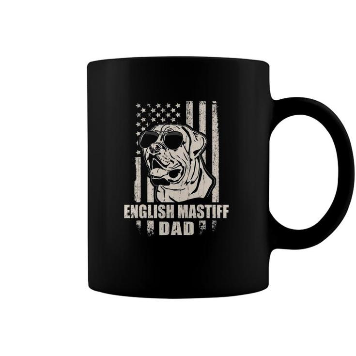 English Mastiff Dad Cool Vintage Retro American Flag Coffee Mug