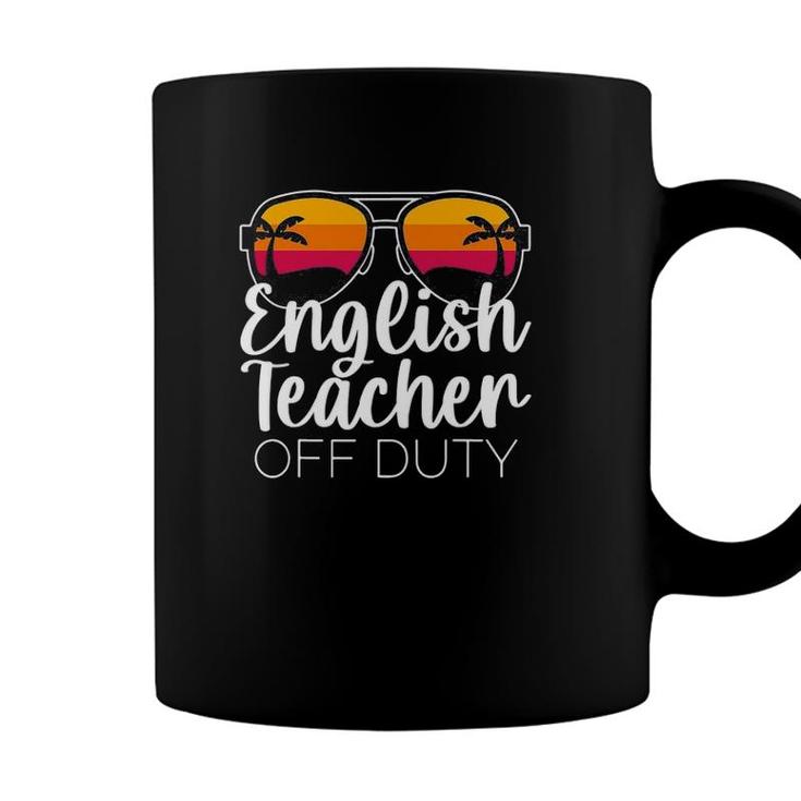 English Teacher Off Duty Sunglasses Beach Sunset Coffee Mug