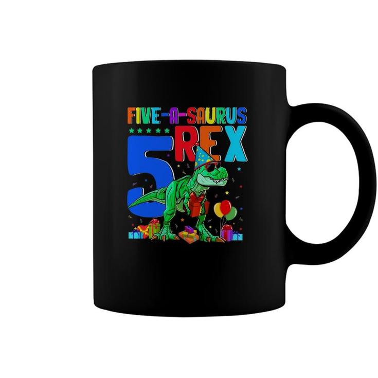 Five-A-Saurus Rex 5Th Birthday 5 Years Oldrex Lover Coffee Mug