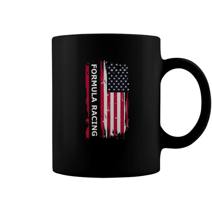 Formula Racing Motorsport American Flag Coffee Mug