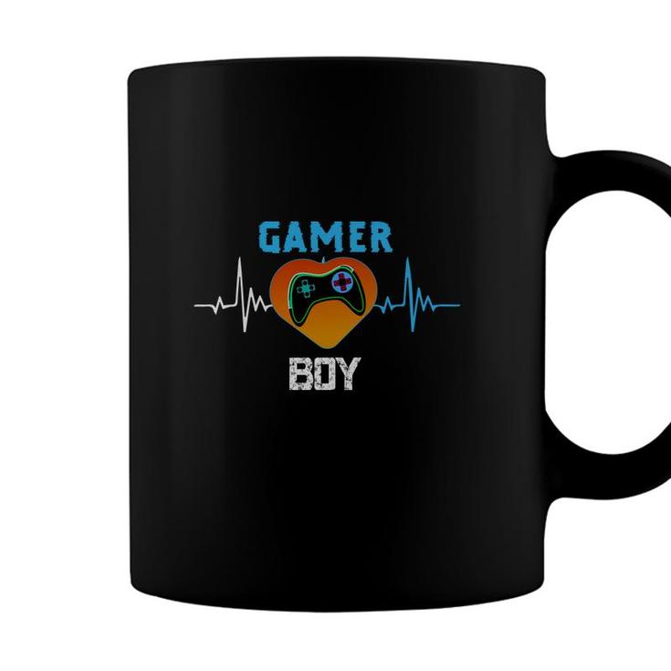 Gamer Boy Heartbeat Birthday Boy Matching Video Gamer Design Coffee Mug