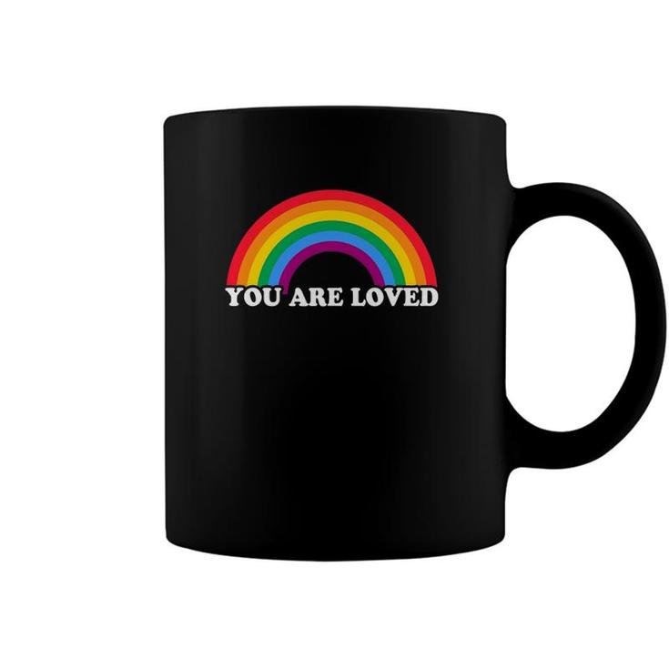 Gay Pride You Are Loved Rainbow Flag Design Coffee Mug
