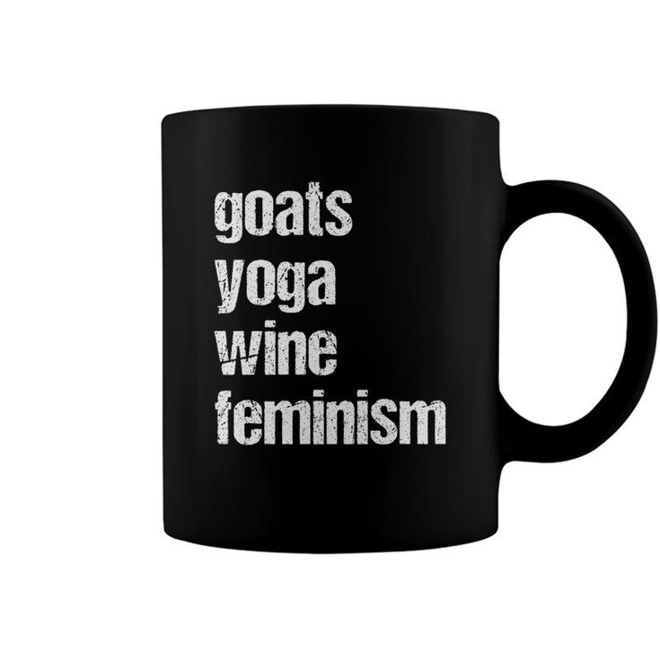 Goats Yoga Wine Feminism Fun For Yoga Practitioners Coffee Mug
