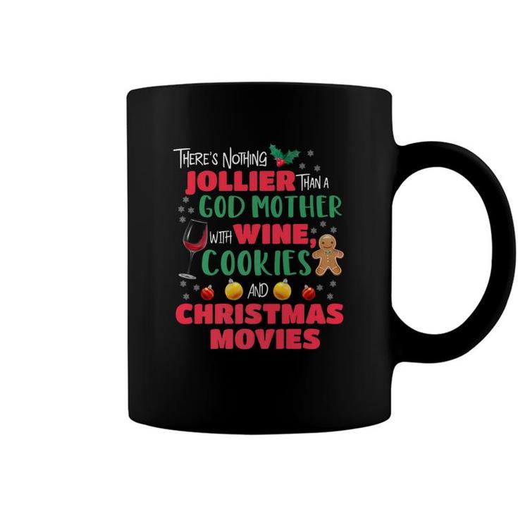 God Mother Christmas Wine Cookies Holiday Pajamas Coffee Mug