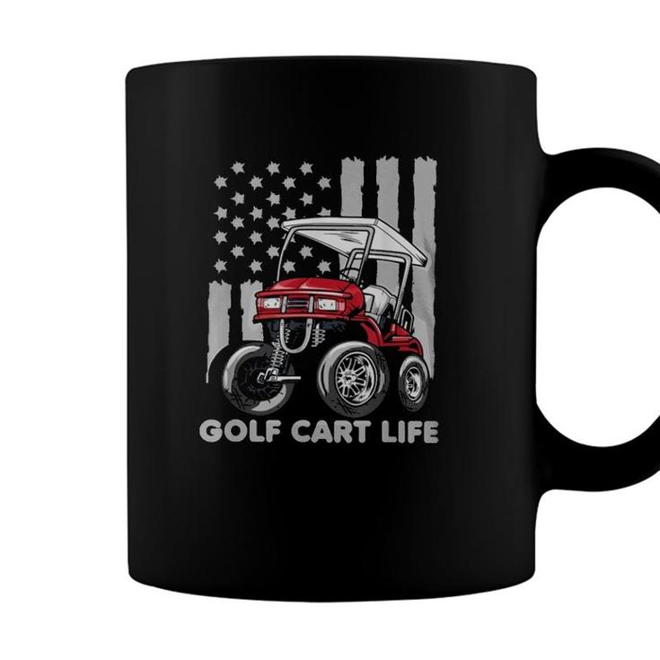 Golf Cart Life Golfing Lover Golfer American Flag Coffee Mug