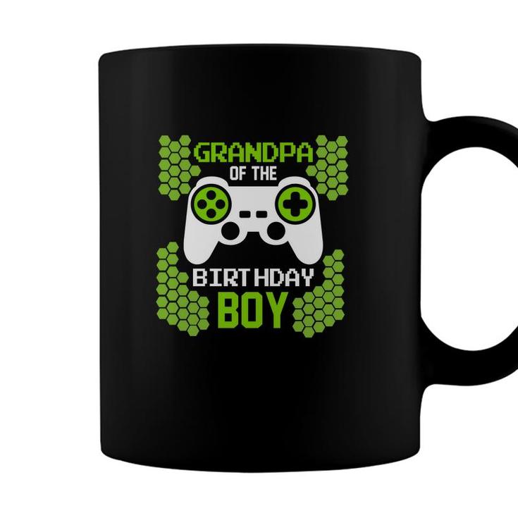 Grandpa Of The Birthday Boy Matching Video Gamer Green Coffee Mug