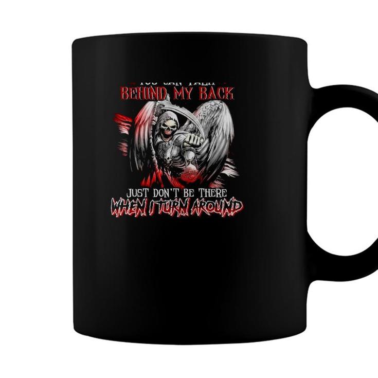 Grim Reaper Wings Grumpy Old Man You Can Talk Behind My Back Just Dont Be There When I Turn Around Coffee Mug