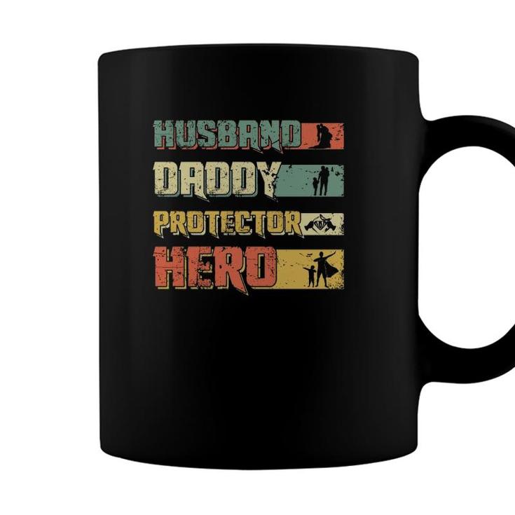 Husband Daddy Protector Hero Retro Vintage Fathers Day Coffee Mug