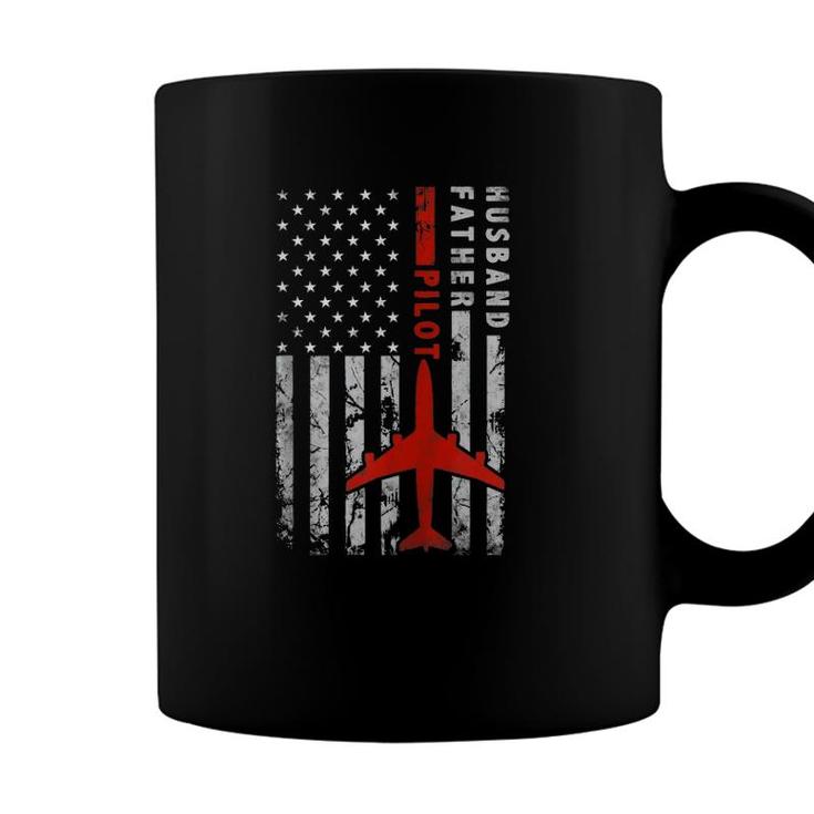 Husband Father Pilot American Flag Fathers Day Papa Gift Zip Coffee Mug