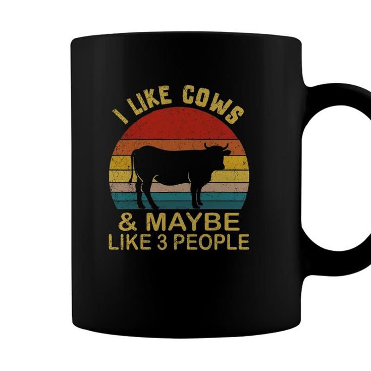 I Like Cows And Maybe Like 3 People Cow Farm Farmer Retro Coffee Mug