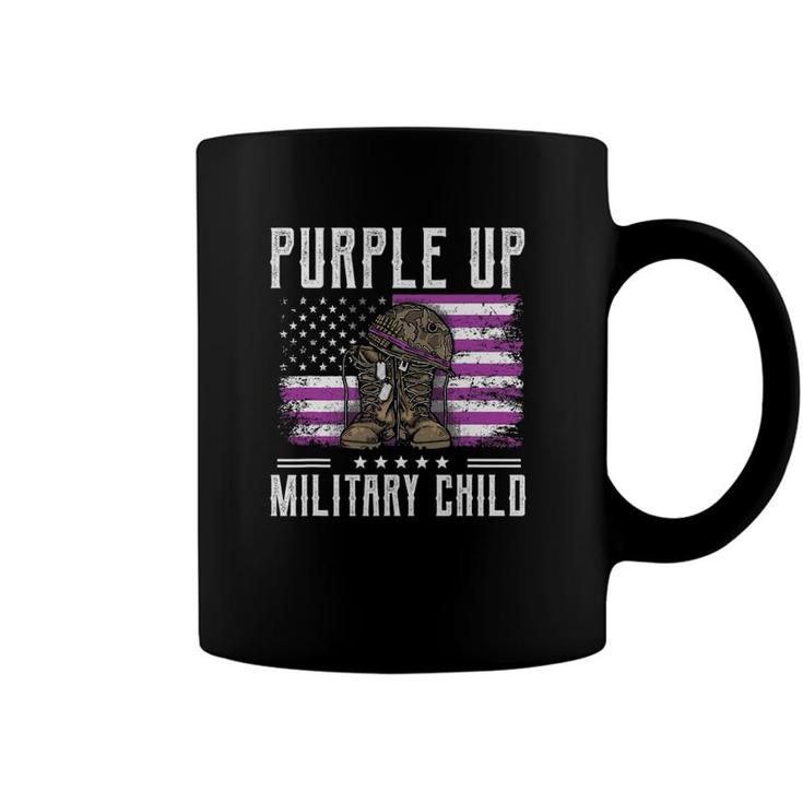 I Purple Up Month Of Military Child Kids Boots Us Flag Coffee Mug