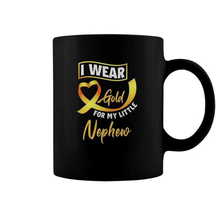 I Wear Gold For My Little Nephew Childhood Cancer Awareness Coffee Mug