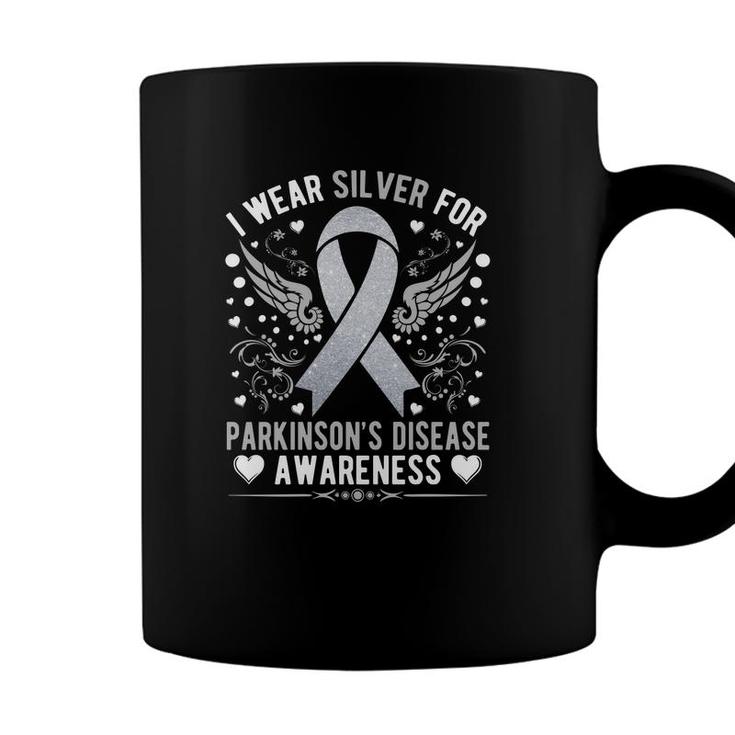 I Wear Silver For Parkinsons Disease Awareness Ribbon Coffee Mug