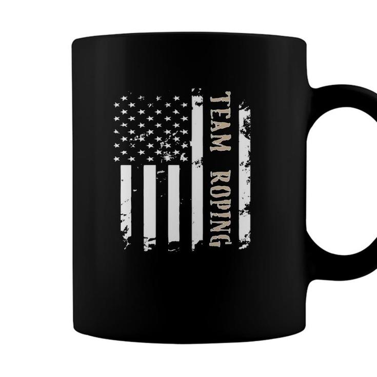 Independence Day Team Roping Rodeo Event July Of 4Th Us Flag Coffee Mug